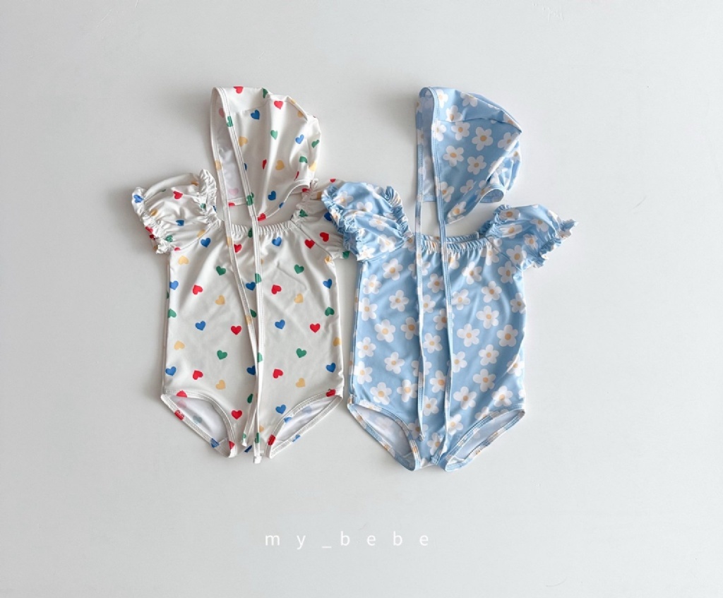 正韓夏MY BEBE 兩色花朵/愛心連身泳衣