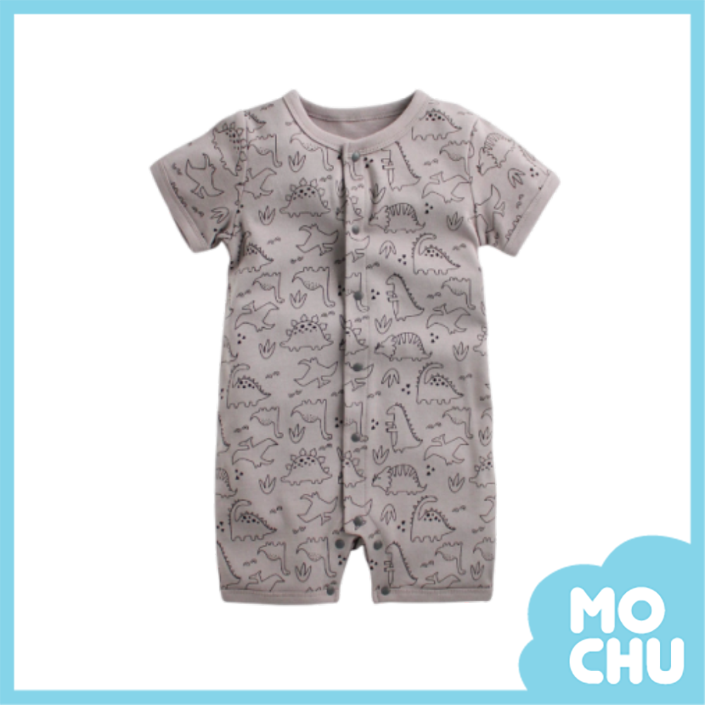 灰底恐龍短袖連身衣