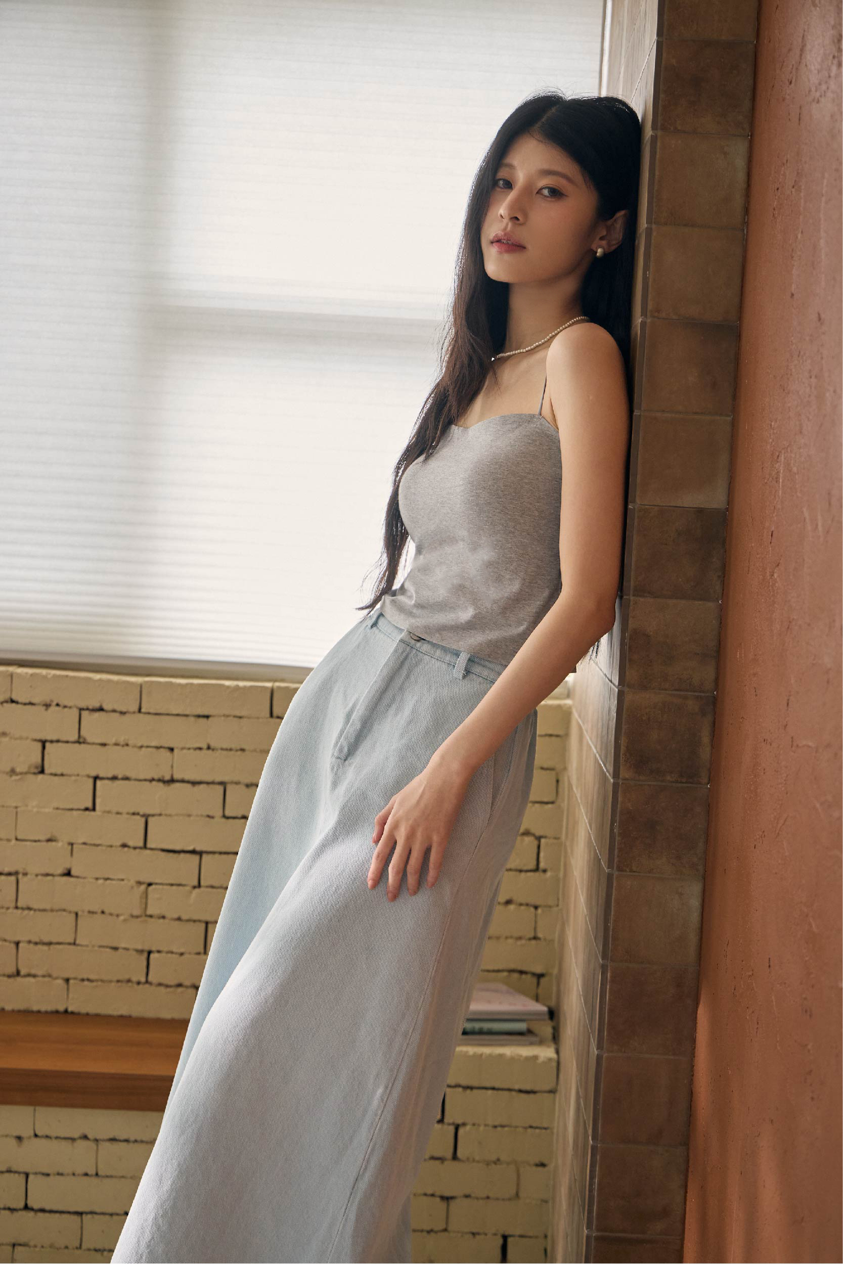 輕復古剪裁牛仔A字裙