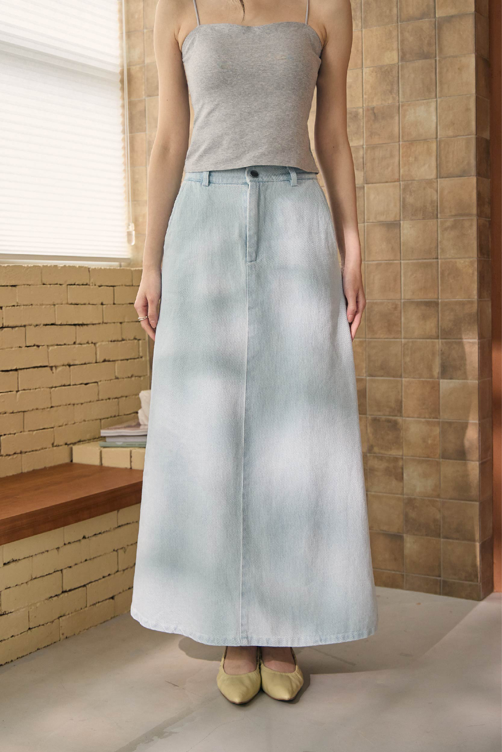 輕復古剪裁牛仔A字裙