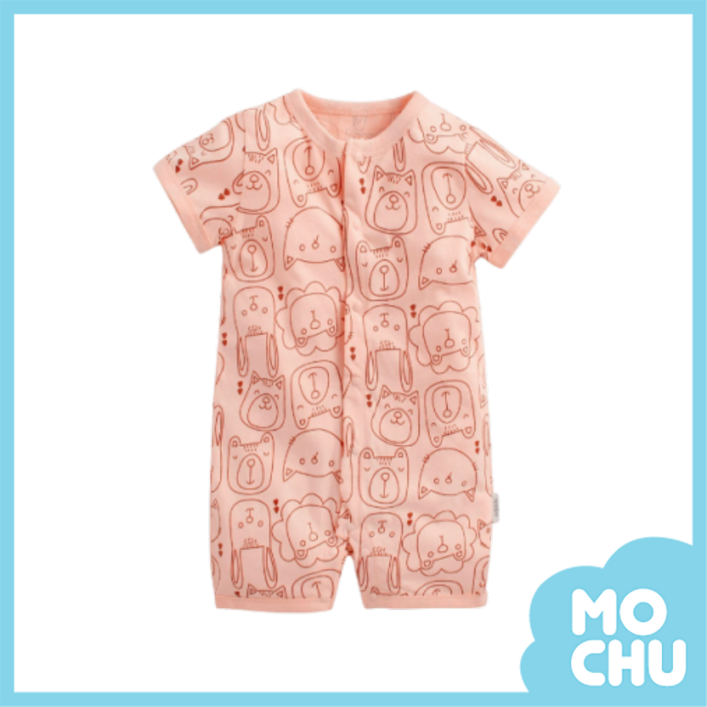 粉色動物短袖連身衣