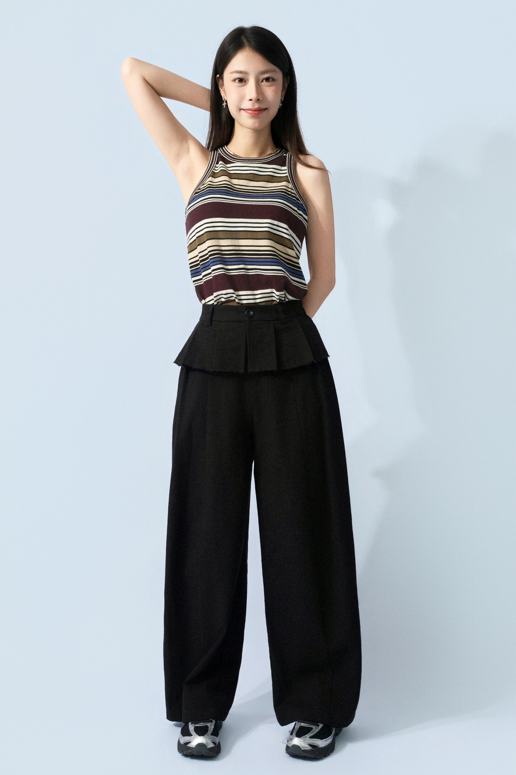 百褶腰冚型格闊褲 (預購產品）