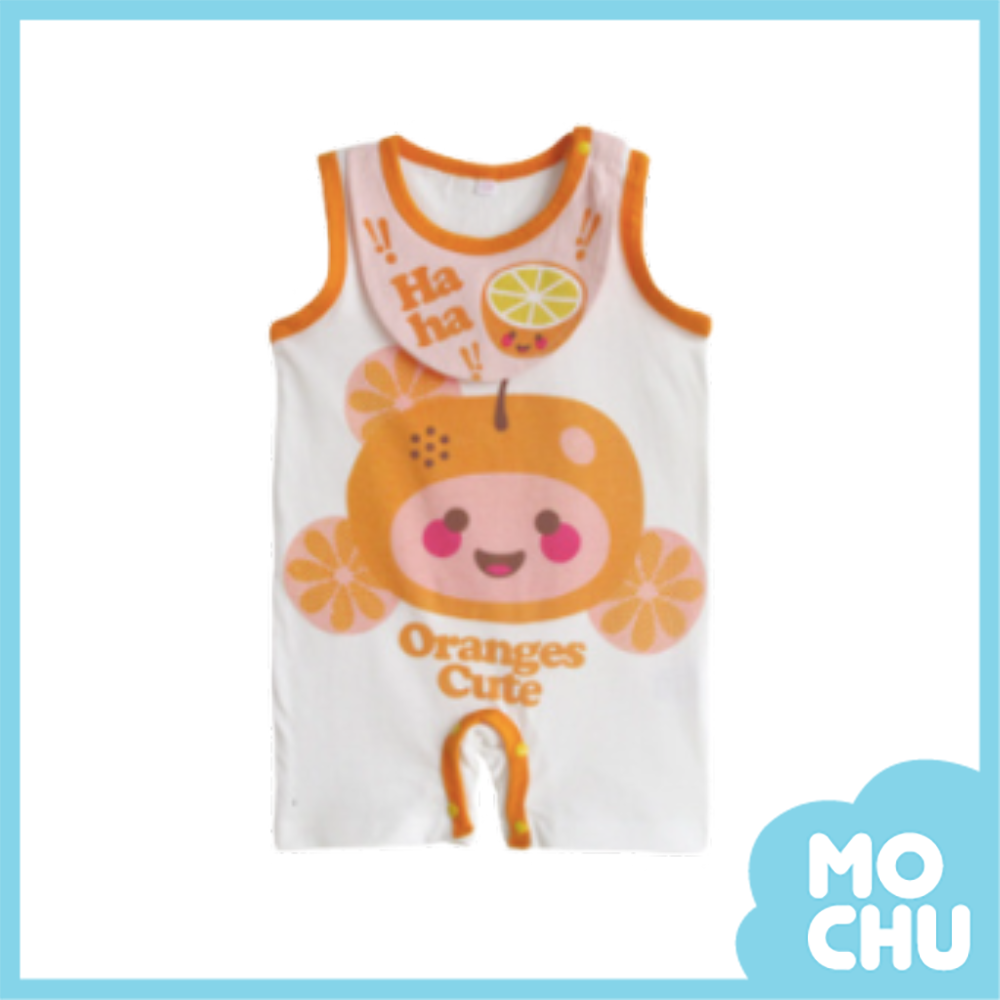 柳橙寶寶圍兜無袖連身衣(不可拆)