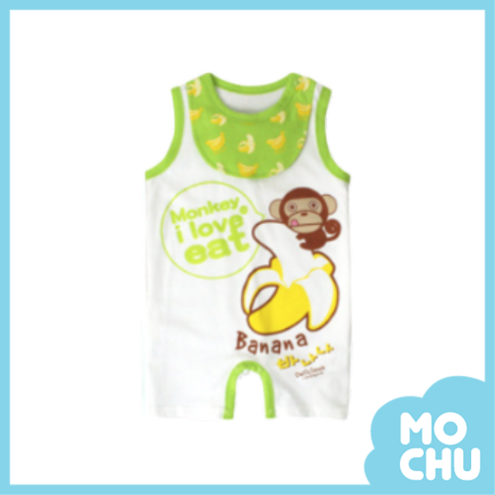 愛吃猴圍兜無袖連身衣(不可拆)