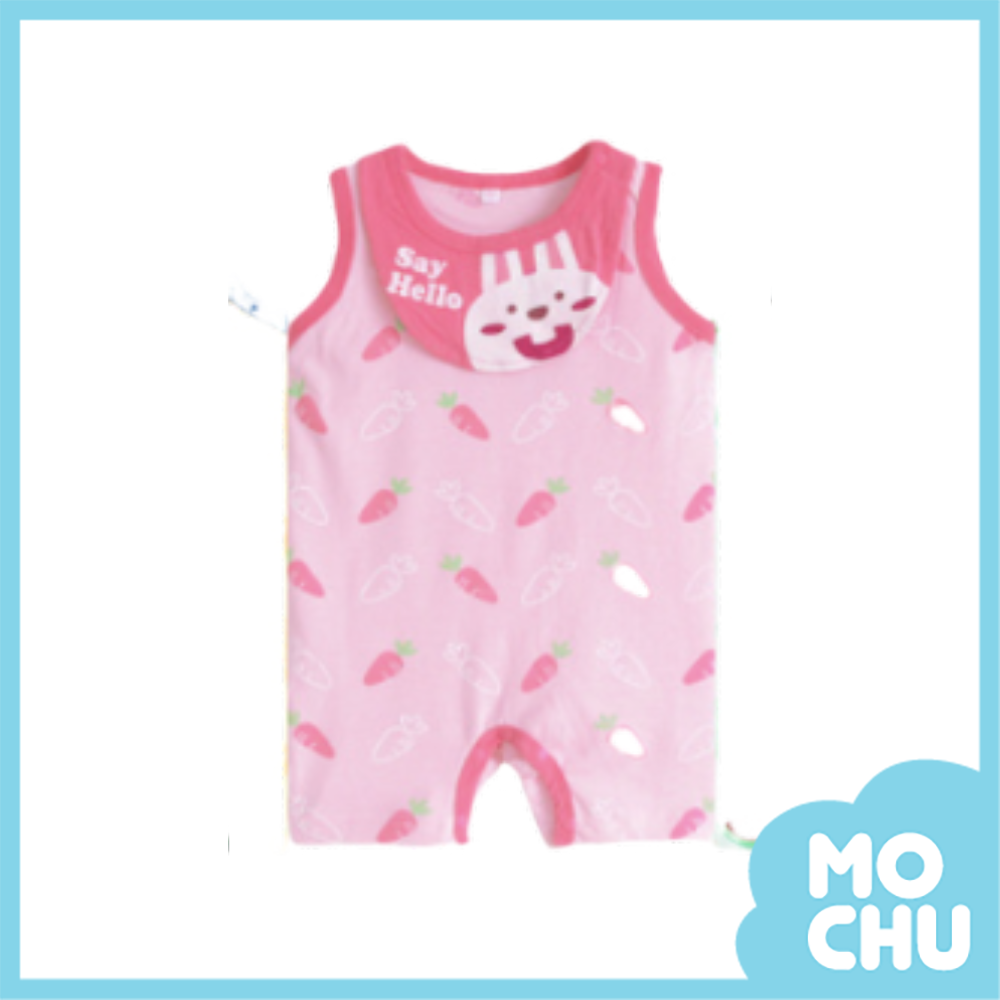 兔子胡蘿蔔圍兜無袖連身衣(不可拆)