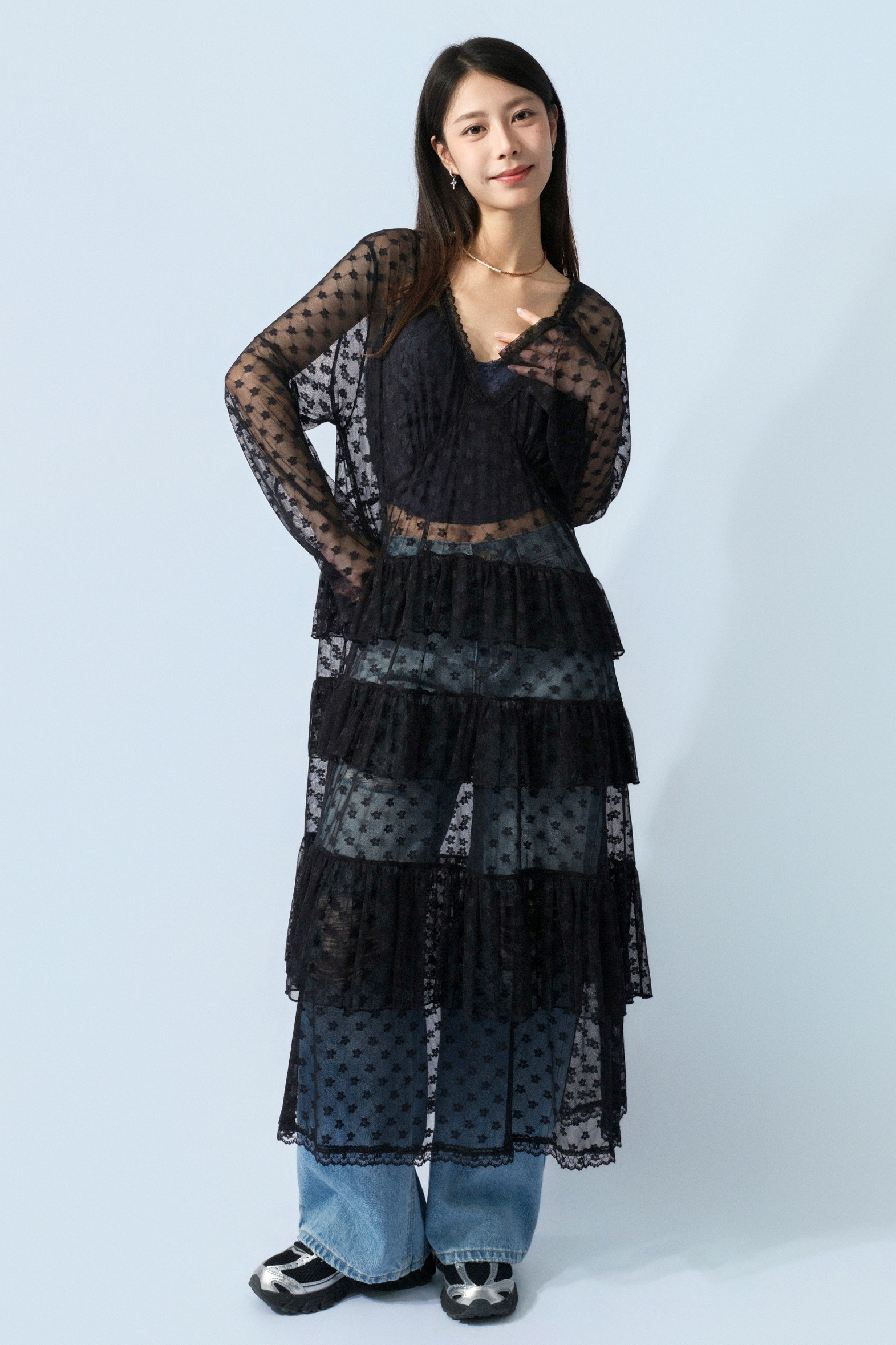 花花蕾絲網蛋糕連身裙 (預購產品）