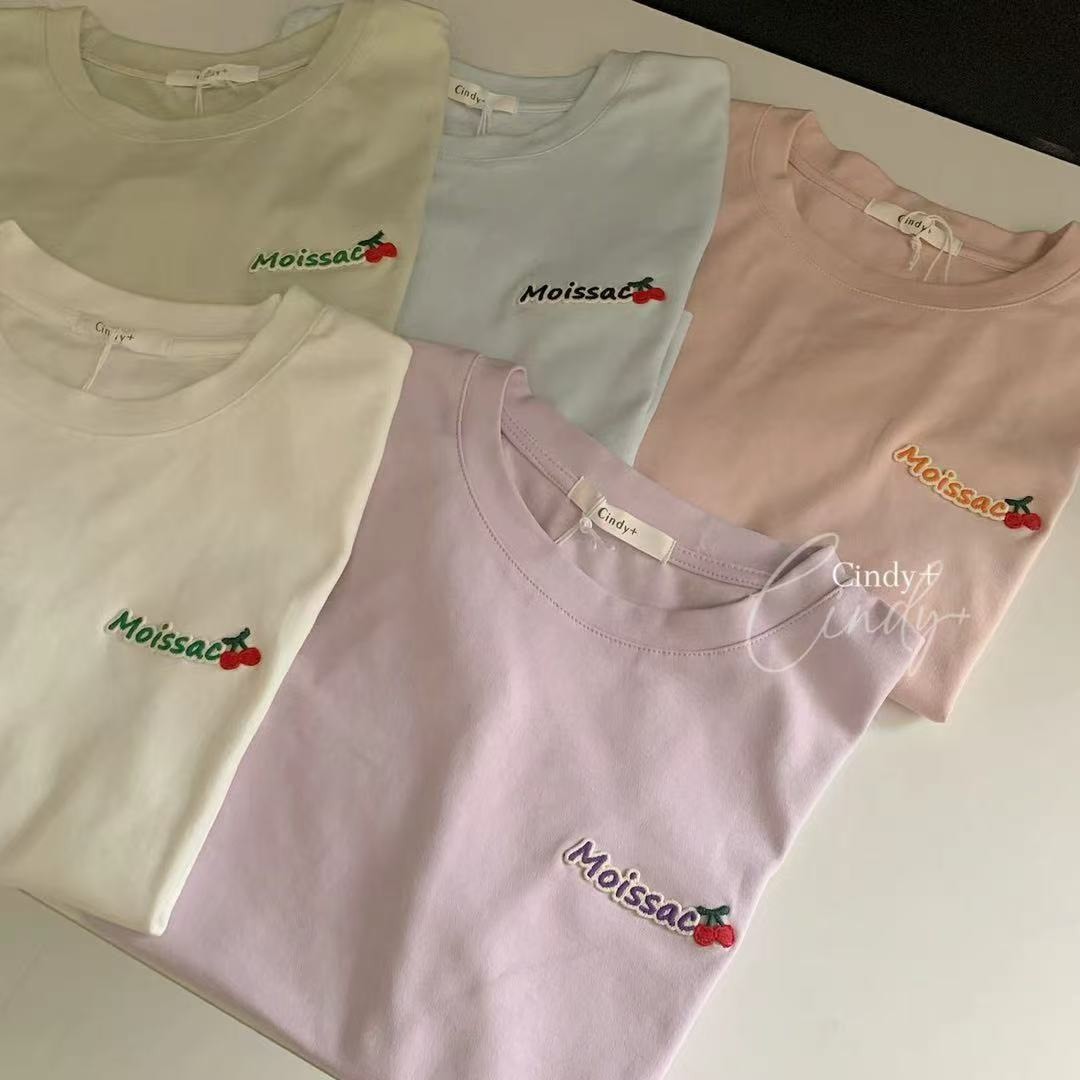 胸口櫻桃刺繡棉質上衣