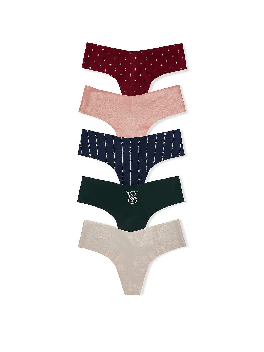 【預購】Victoria's Secret H040119 奢華閃鑽無痕 Thong (5 件裝)