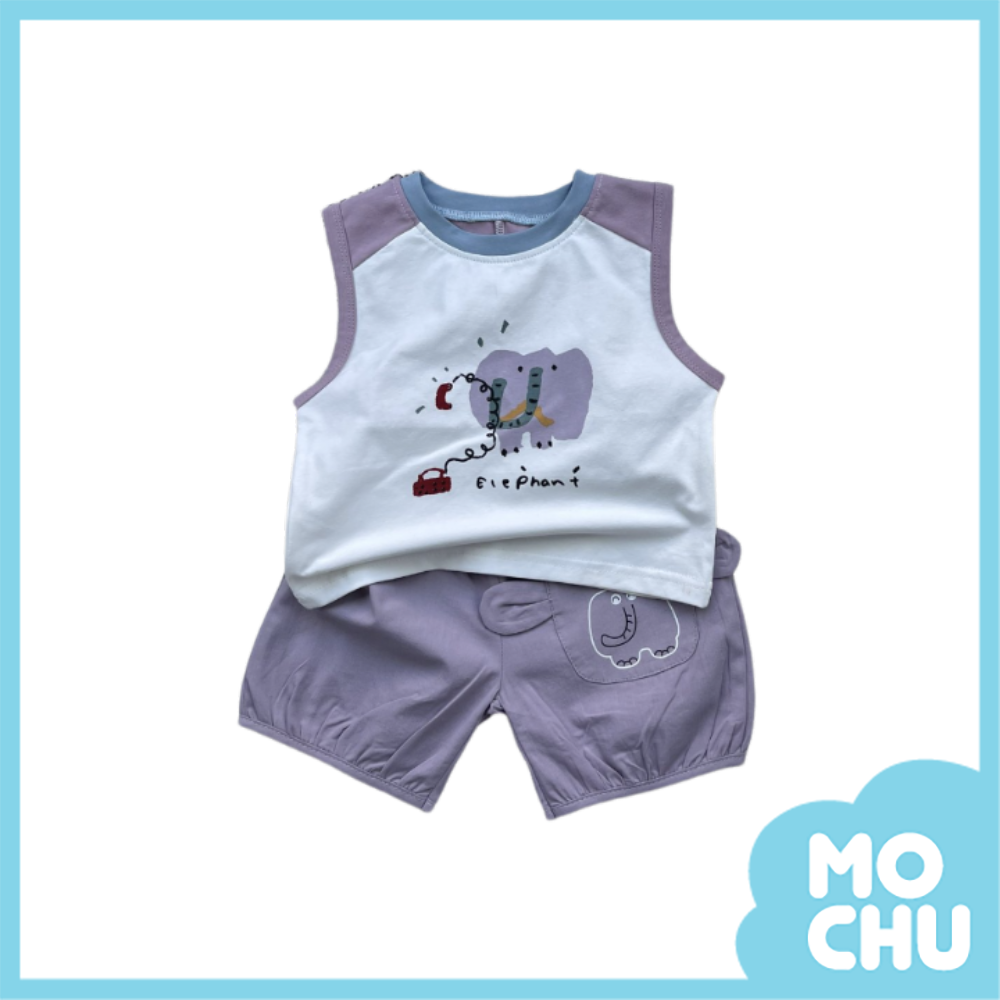 小象電話中無袖套裝(二色)