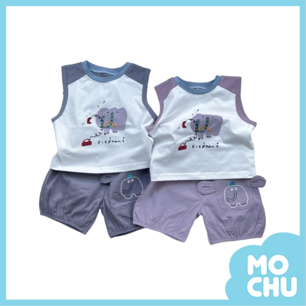 小象電話中無袖套裝(二色)