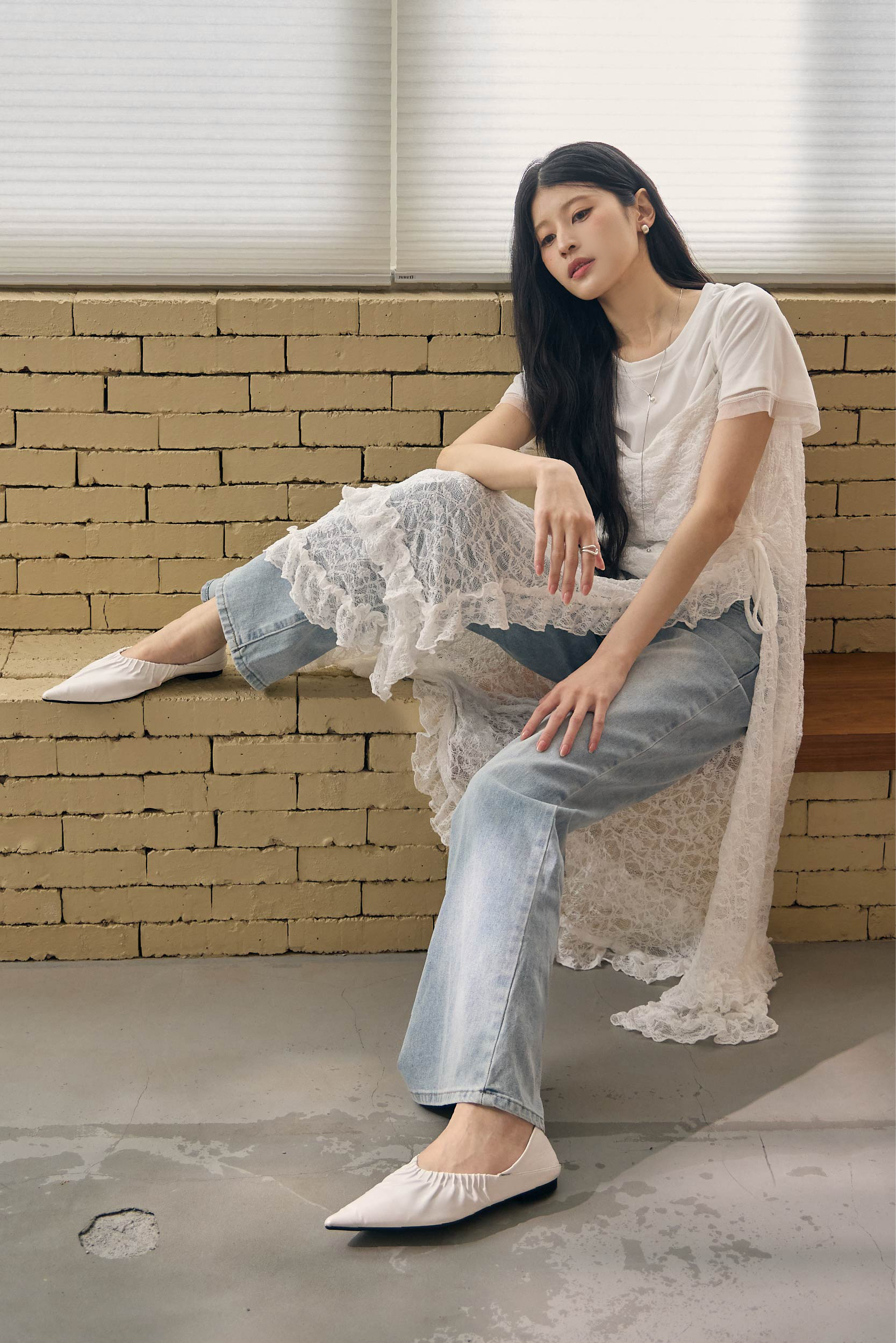 高腰顯瘦微喇叭丹寧褲