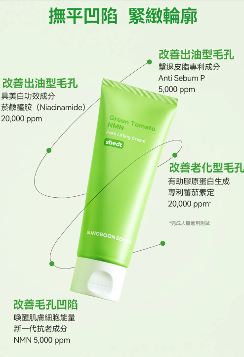 韓國代購 SUNGBOON EDITOR 綠蕃茄NMN立體塑顏毛孔凝霜50ML