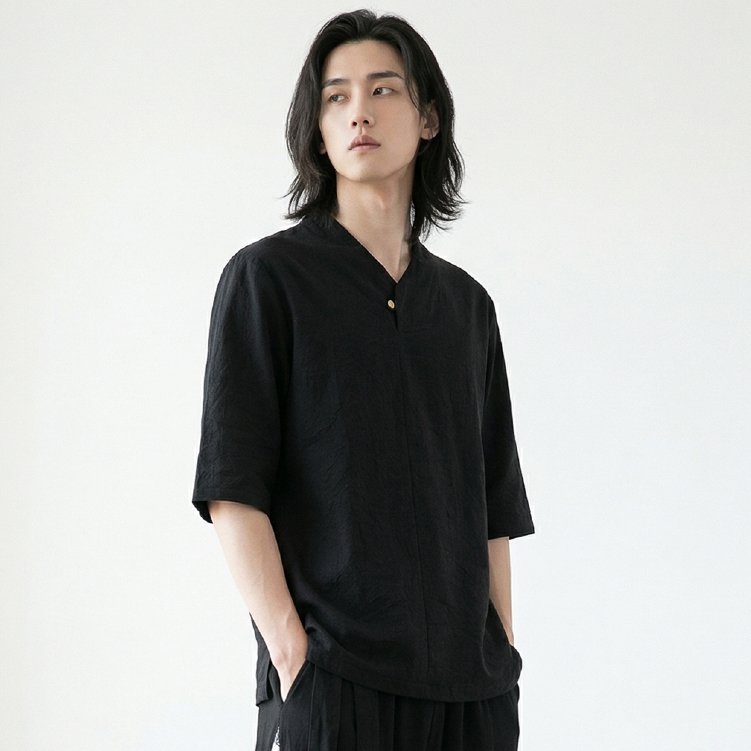 古韻金扣交領衫