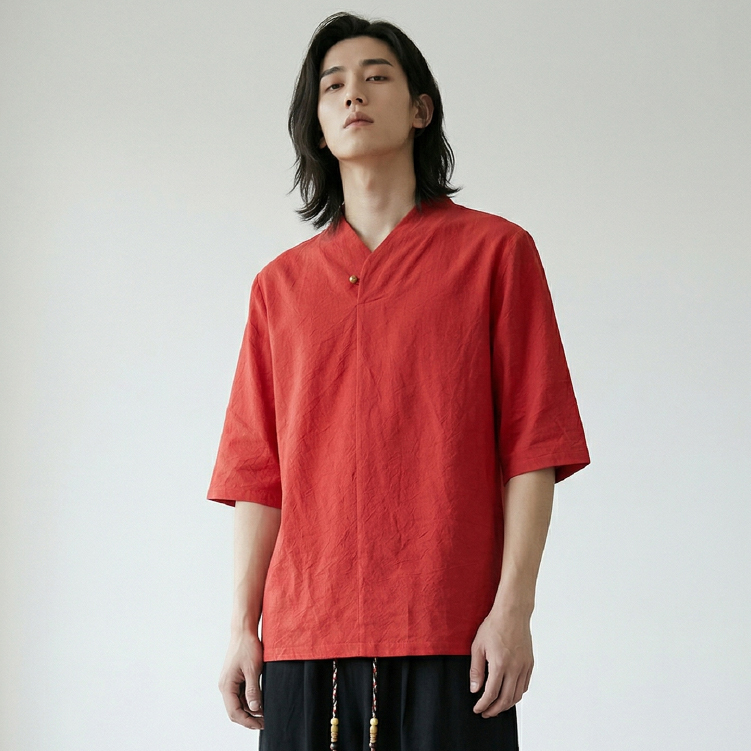 古韻金扣交領衫