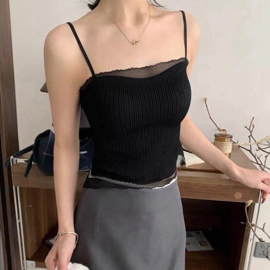 【舒適小性感云朵柔感親膚紗質感背心】（現貨）