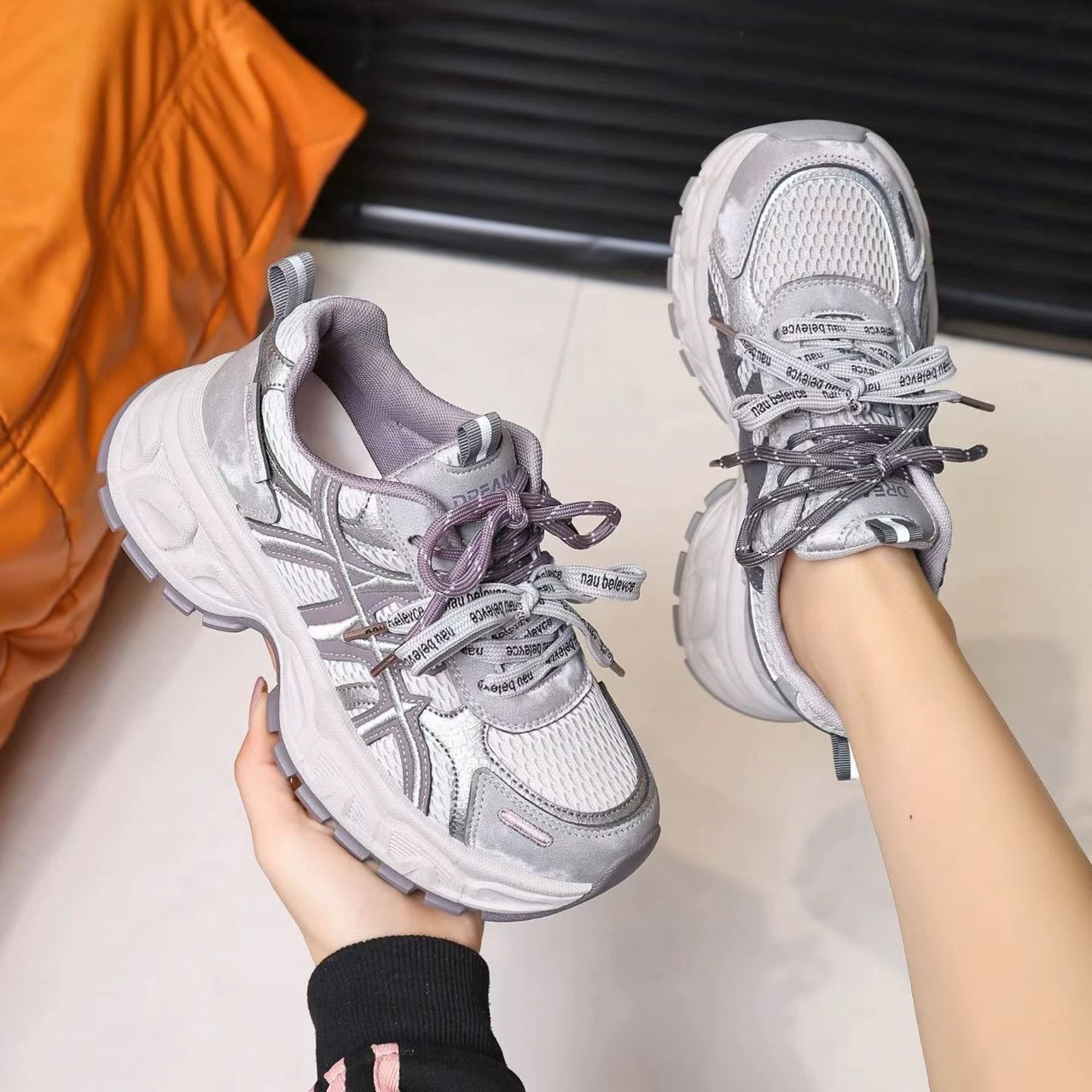 配色復古老爹鞋