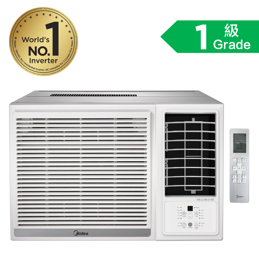 美的 Midea   MW-09HRF8F‧1匹 R32 智能變頻冷暖‧無線遙控‧窗口式冷氣機‧香港行貨,原廠39個月全機及5年壓縮機保養‧