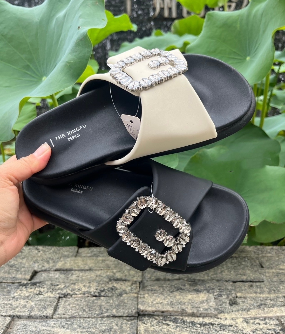 大方型水鑽拖鞋