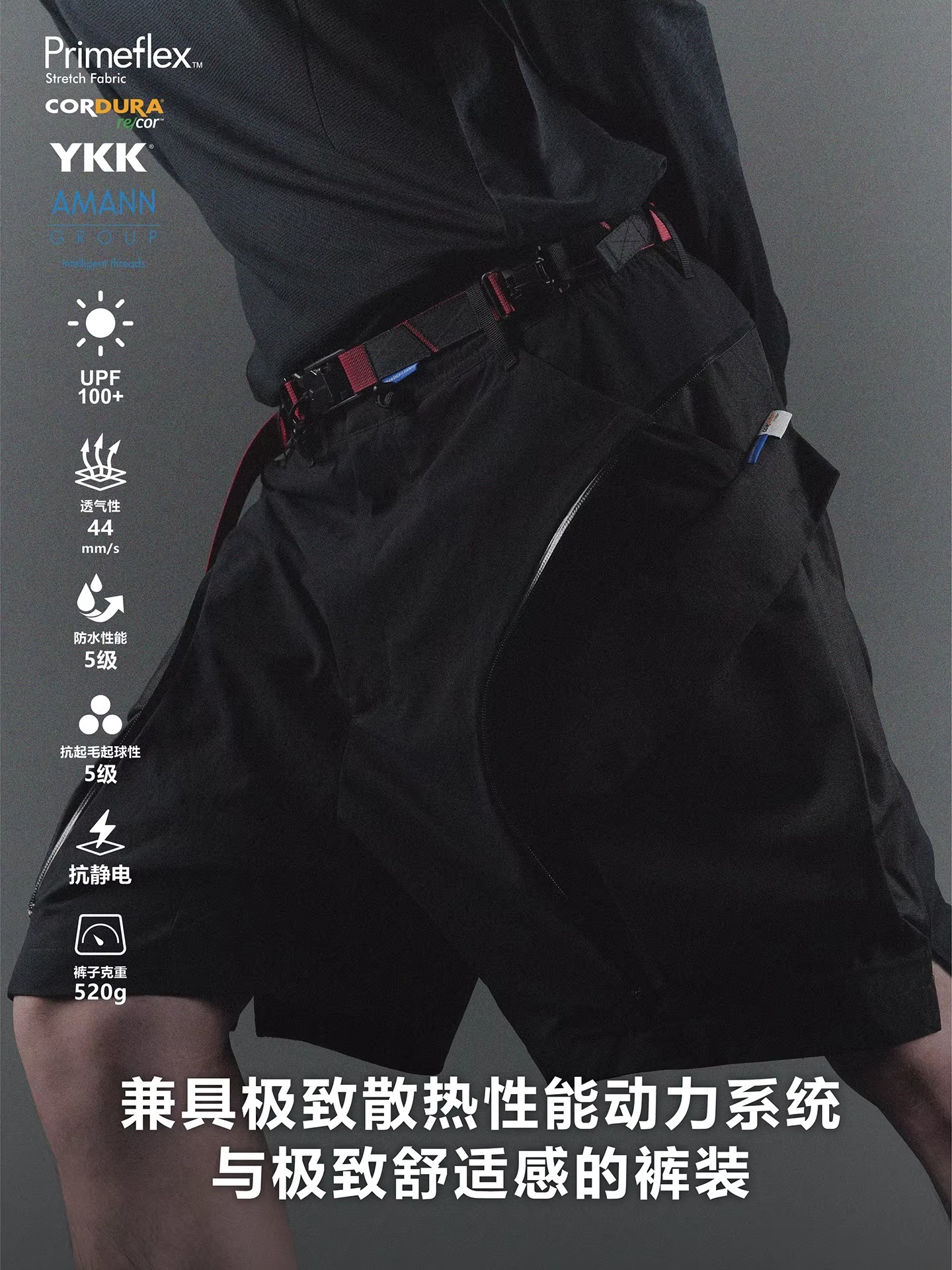 RL | REINDEE LUSION 弧形半拉鍊層疊結構袋散熱動力學拒水短褲