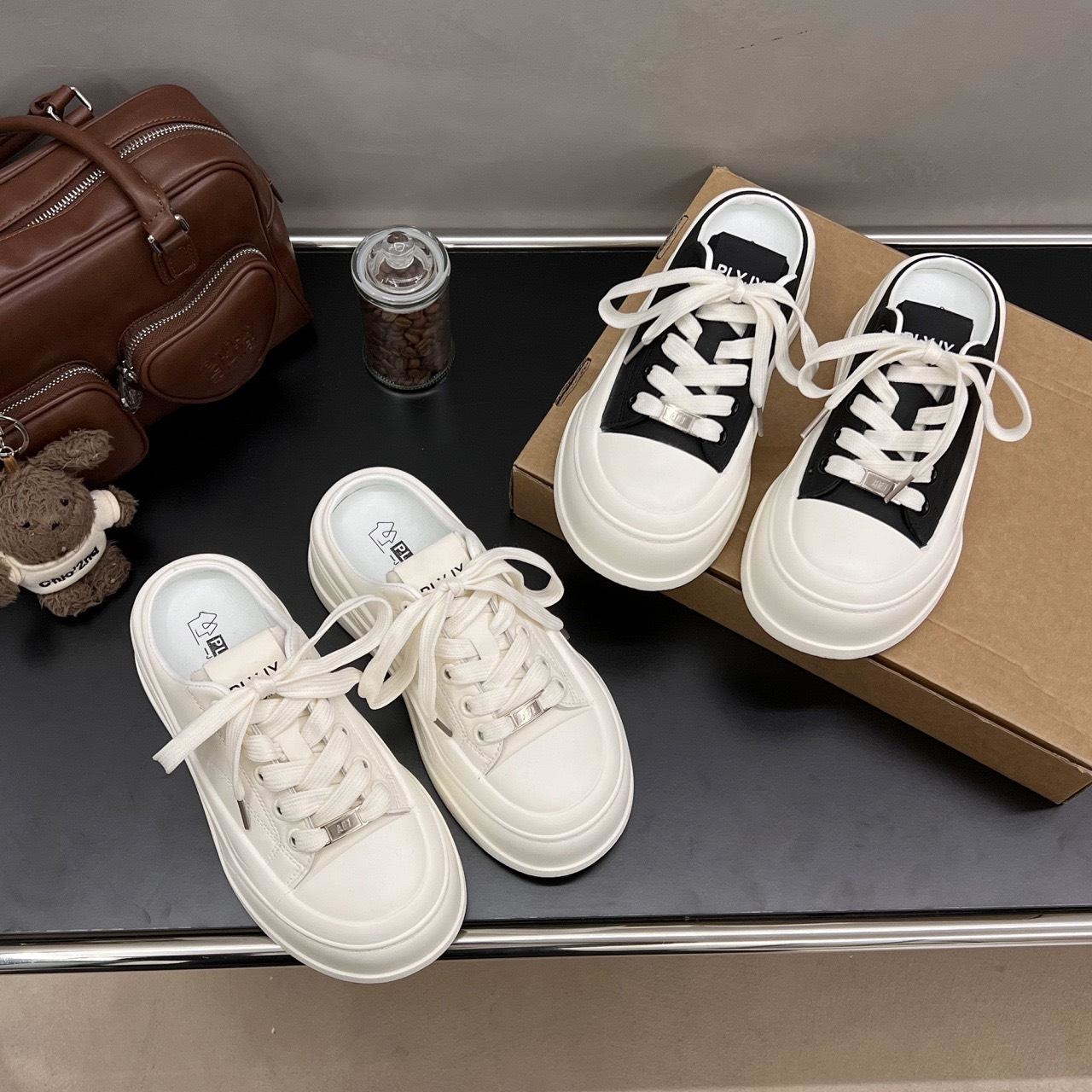 鐵牌綁帶厚底半拖