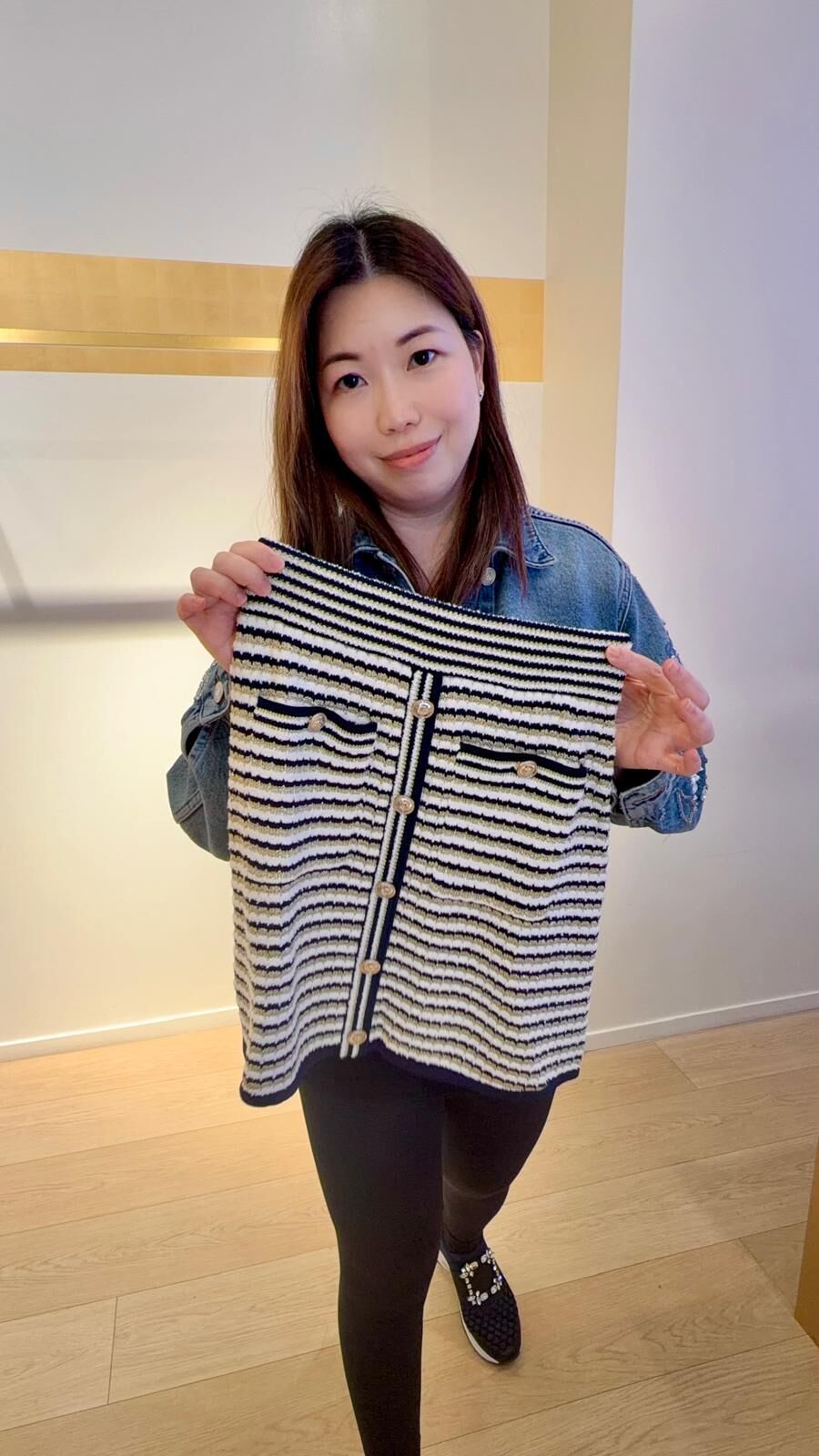 Maje 黑白金間條短裙 #MFPJU01192