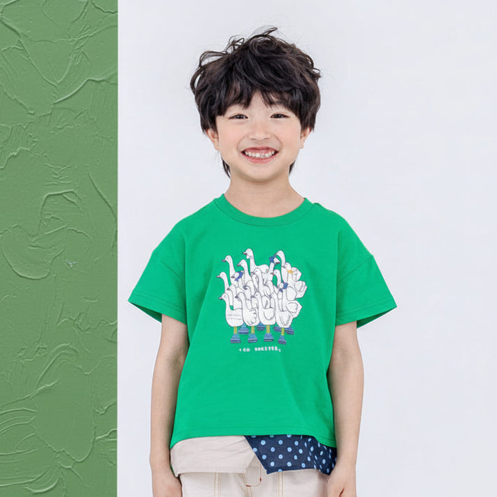 BYC03T131GN  Rag-mart-日系溜冰萌鵝拼接上衣