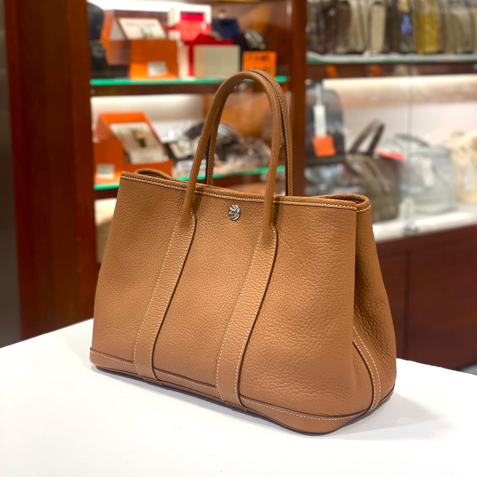 98%NEW二手HERMES GARDEN PARTY 30 N刻 金棕色Negonda皮 #GP30 #香榭站正品