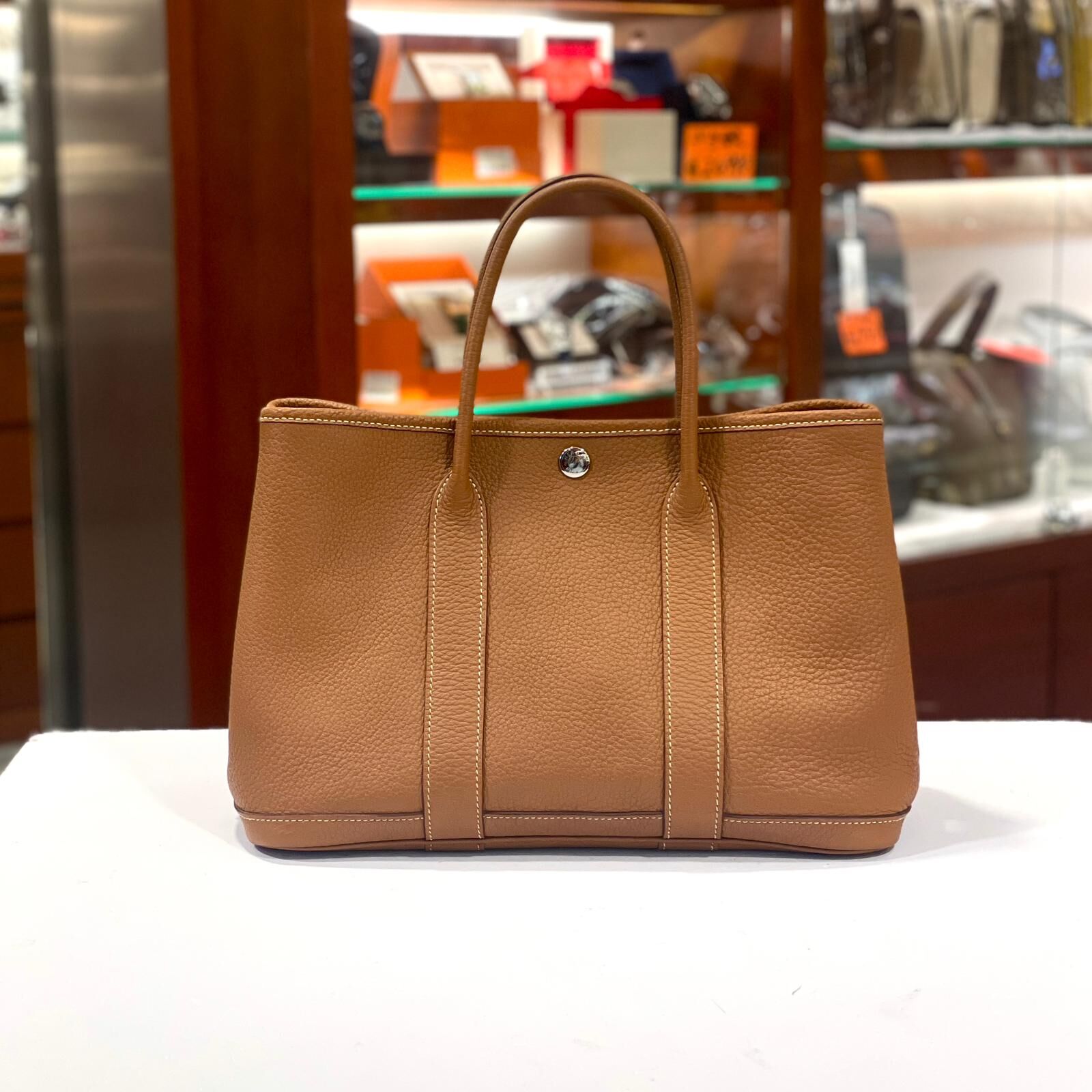 98%NEW二手HERMES GARDEN PARTY 30 N刻 金棕色Negonda皮 #GP30 #香榭站正品