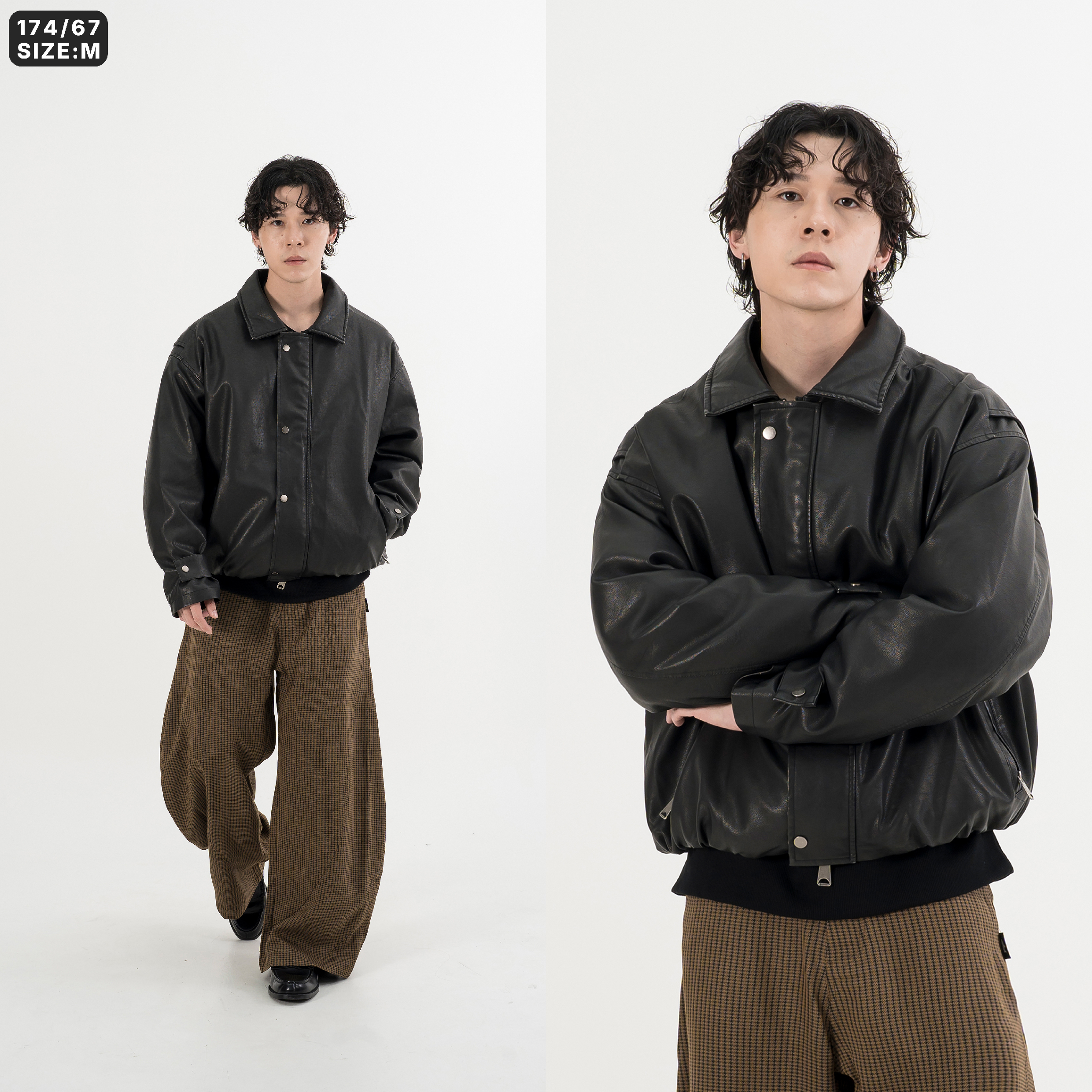 Faux Leather Down Jacket 羽絨填充 皮革外套 [JK122]