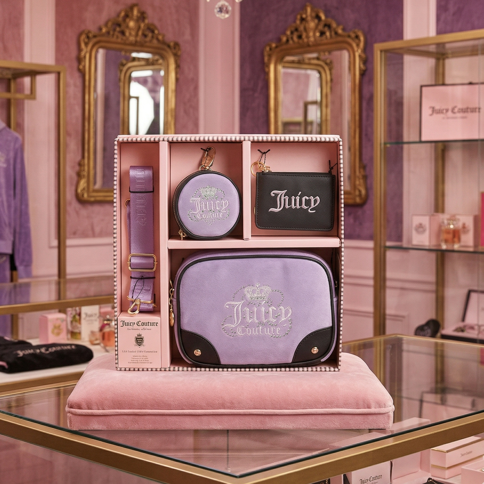 【預購】JUICY COUTURE H040152  四件裝 絲絨相機包套裝