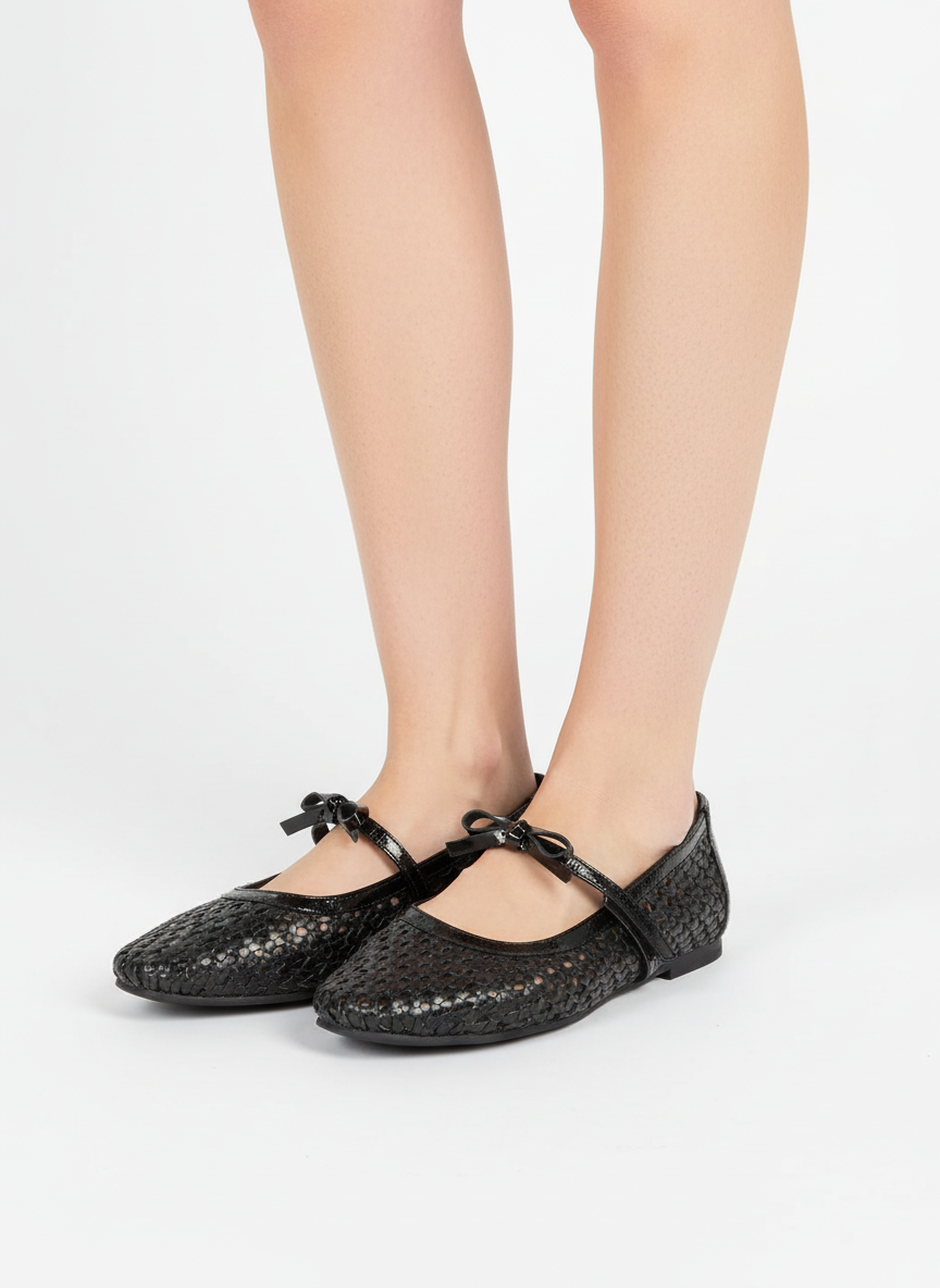 Little Bow Jane 編織平底瑪麗珍