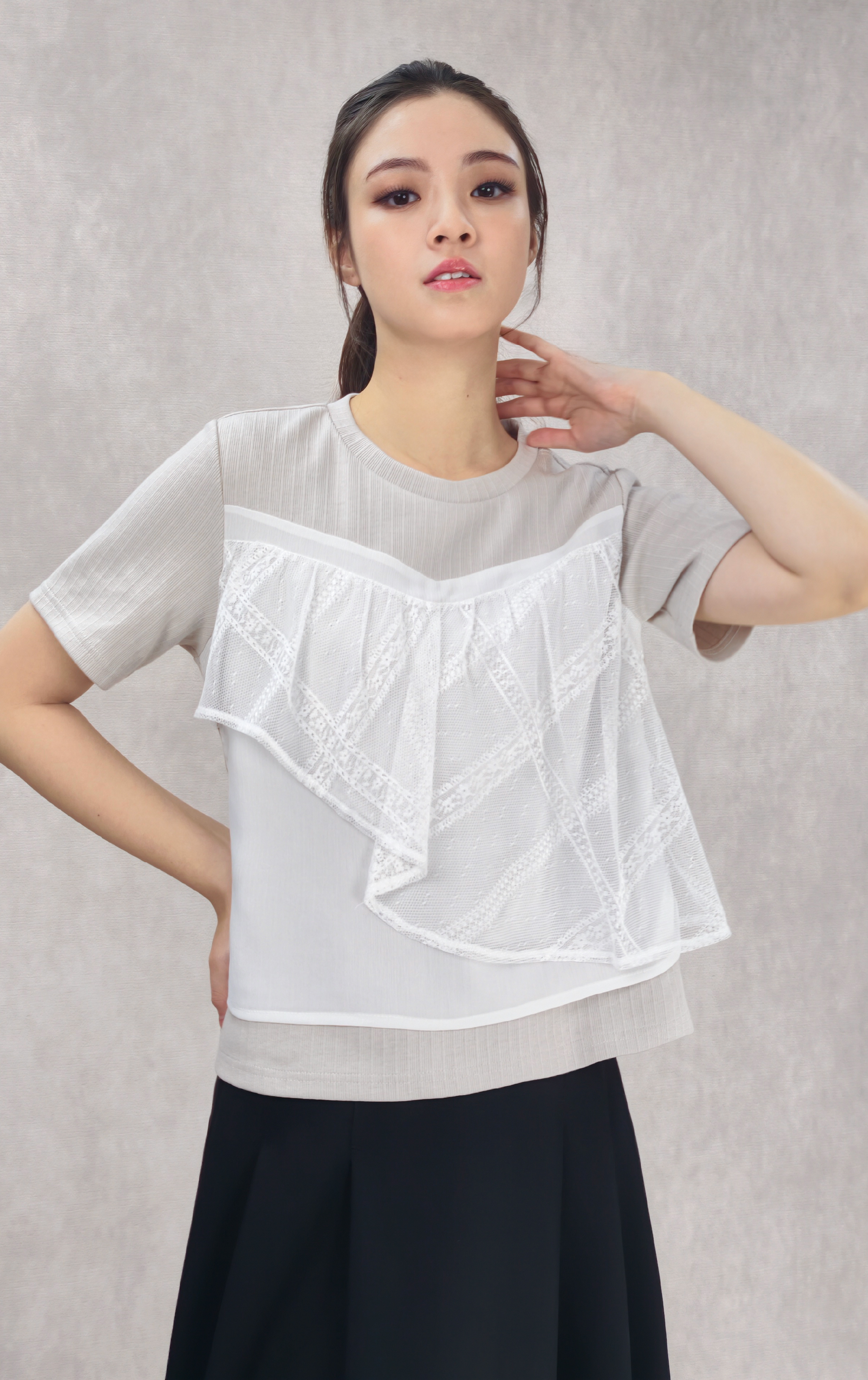 不規則蕾絲上衣 ST0413