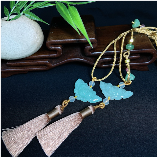 0401gz08-翡翠-荷花牌流蘇吊墜（A8）