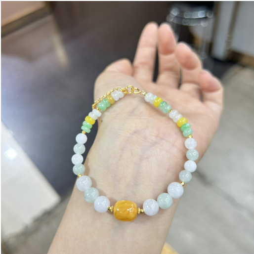 0401gz12-翡翠-S925翡翠圓珠算盤珠手鏈5mm（A12）