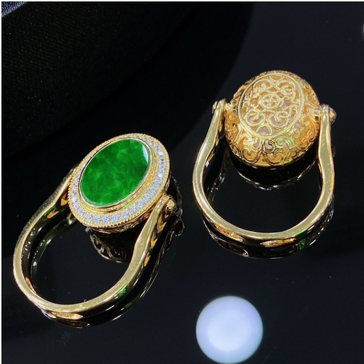 0401gz26-翡翠-銀鑲橢圓戒指吊墜兩用（A26）