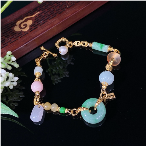 0401gz33-翡翠-翡翠平安扣手鏈（A33）