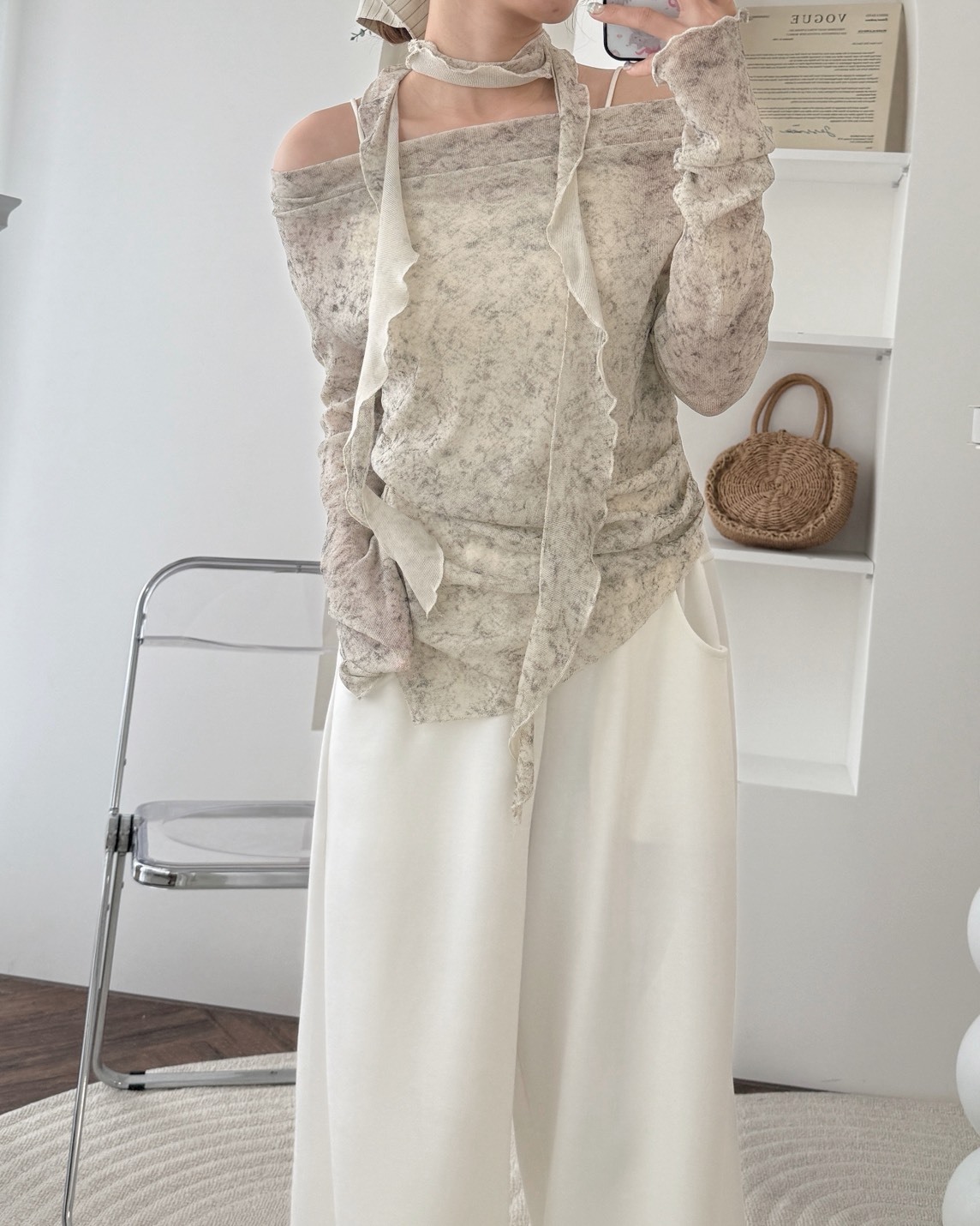 法朵Fado shop｜扎染復古紗T(附圍脖) 0715004 兩色