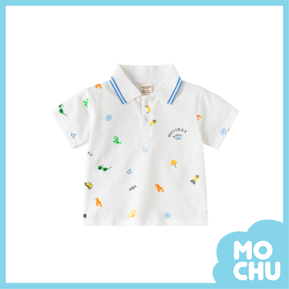 海洋度假短袖polo上衣(二色)