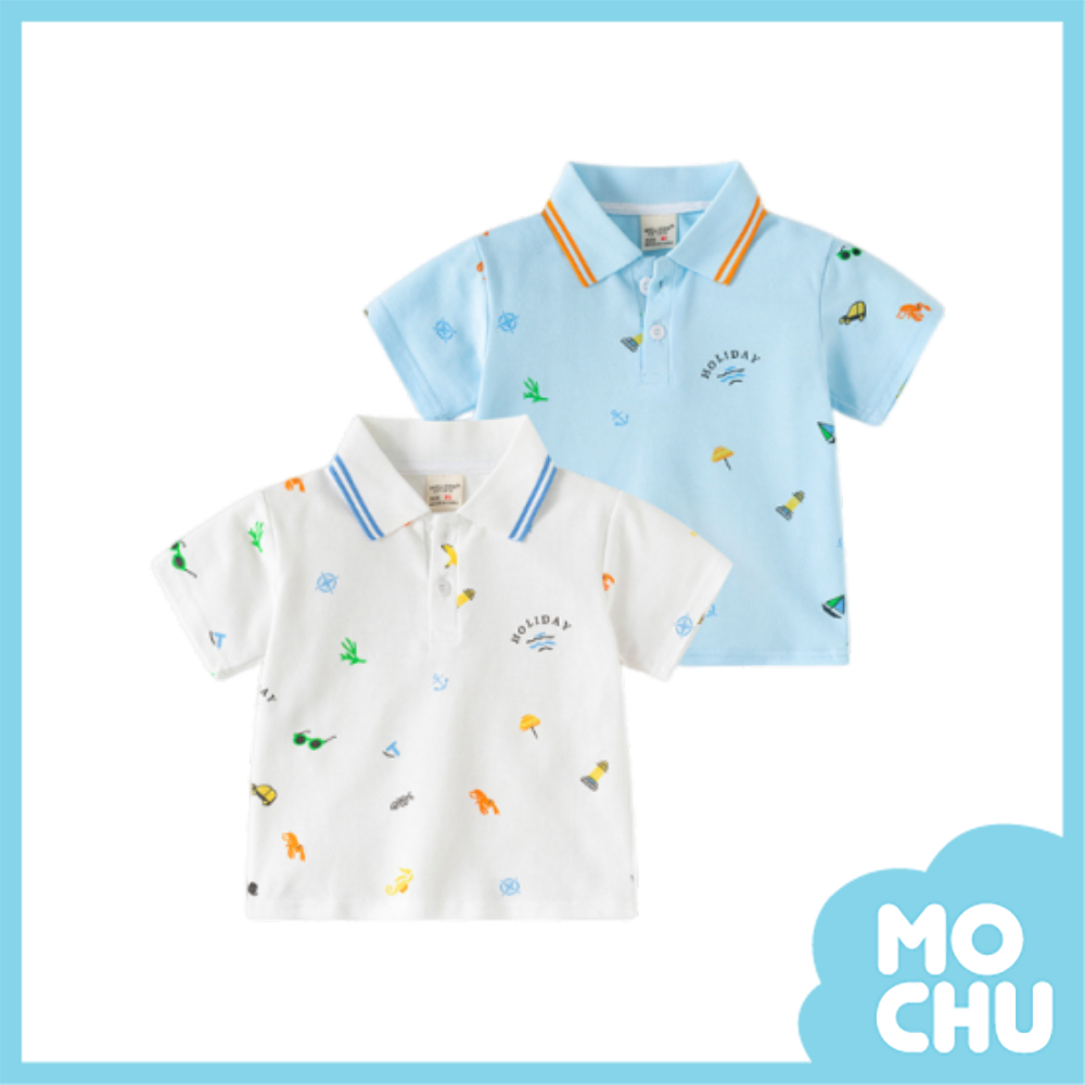 海洋度假短袖polo上衣(二色)