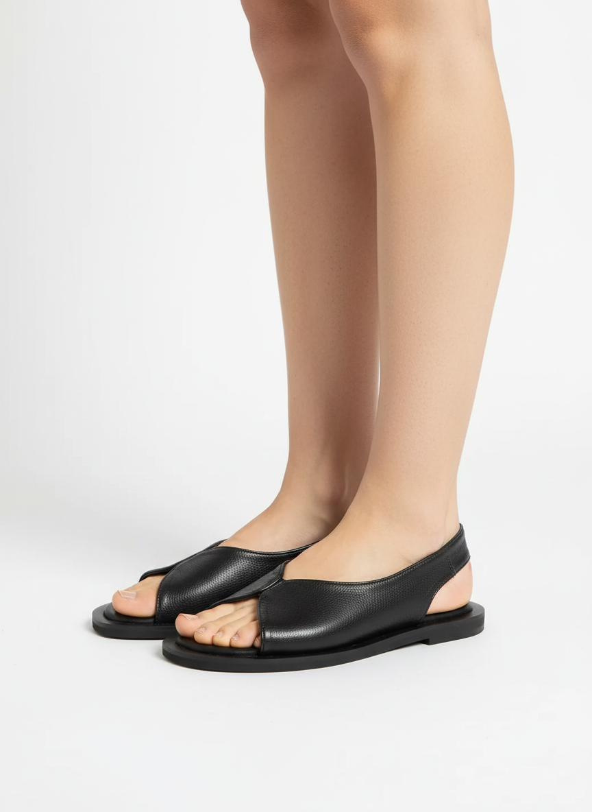 OT Lady 真皮魚口寬底涼鞋