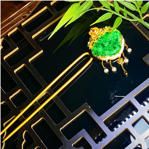 0401gz66-翡翠-S925銀鑲翡翠多用款發簪（A66）