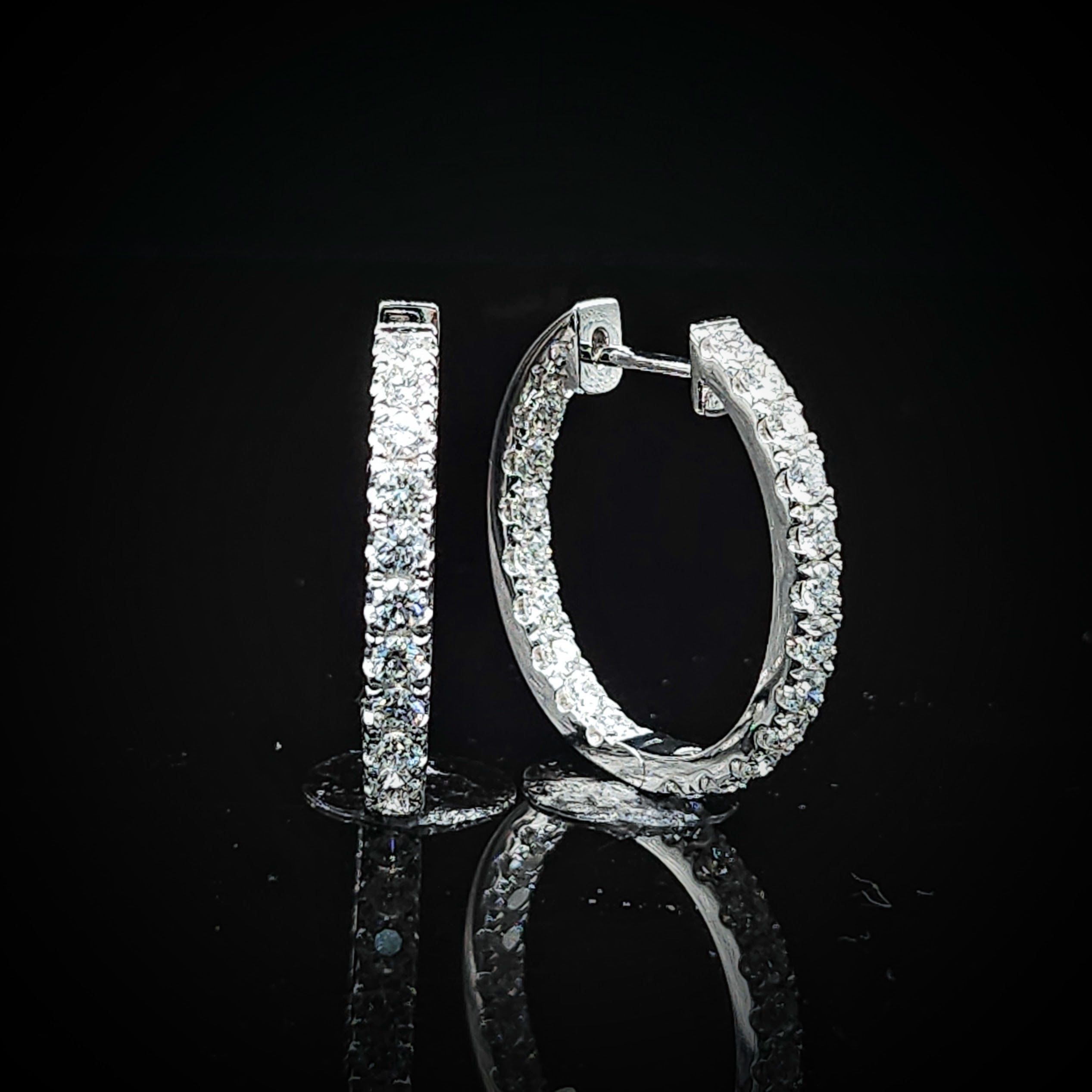 全新18K白金1卡63份鑽石圈耳環