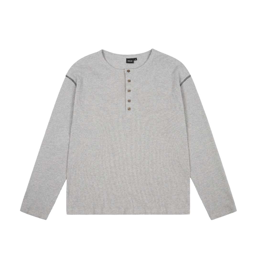 AAKAM Henry Neck Waffle Long Sleeve 華夫格長T | FLOMMARKET