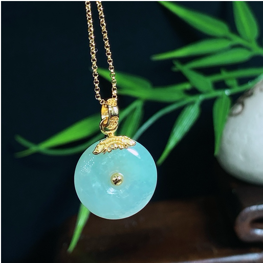 0401gz75-翡翠-平安扣翡翠項鏈（A75）