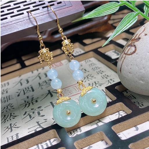 0401gz78-翡翠-平安扣耳環（A78）