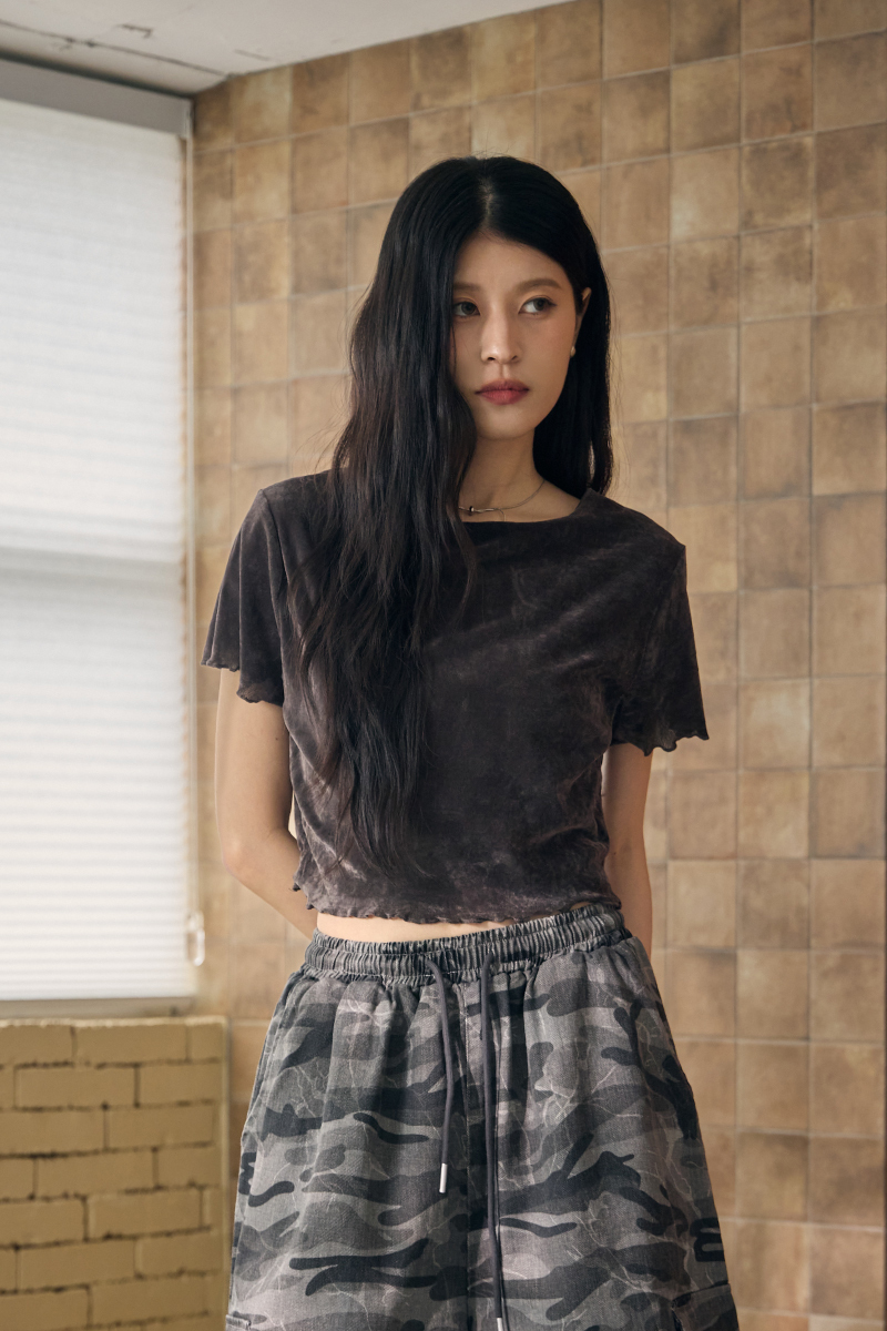 復古絨布木耳邊TEE