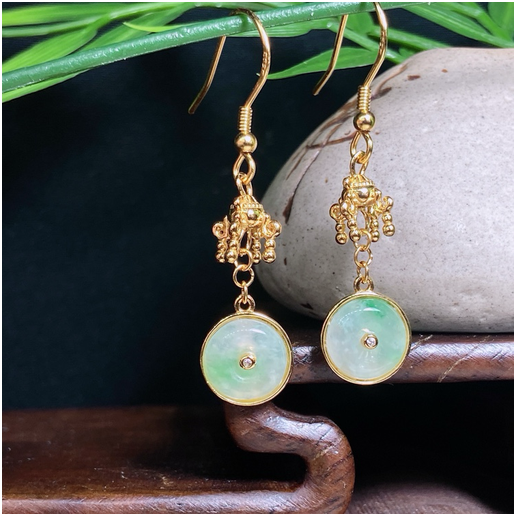 0401gz81-翡翠-9mm翡翠耳環（綠）（A81）