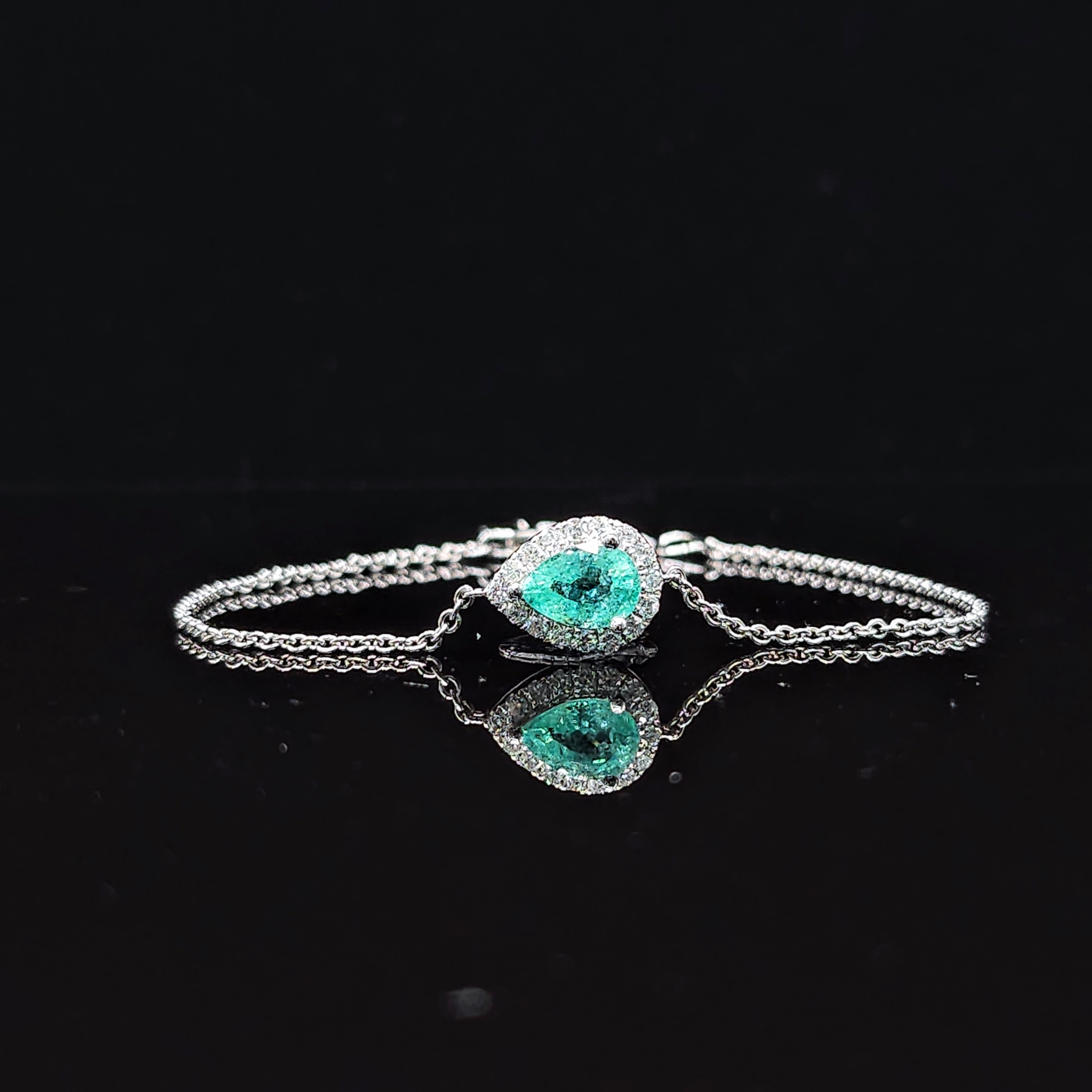 全新18K白金【主石72份帕拉伊巴】配18份鑽石手鍊