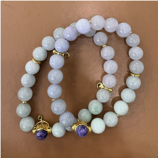 0401gz92-翡翠-紫羅蘭翡翠9mm紫龍晶手鏈（A92）