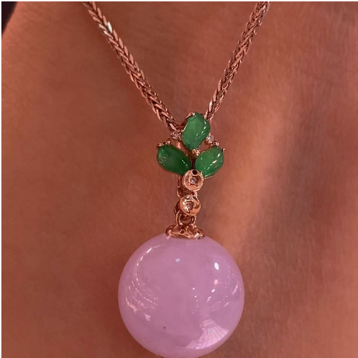 0401gz94-翡翠-18K紫羅蘭圓珠吊墜（A94）